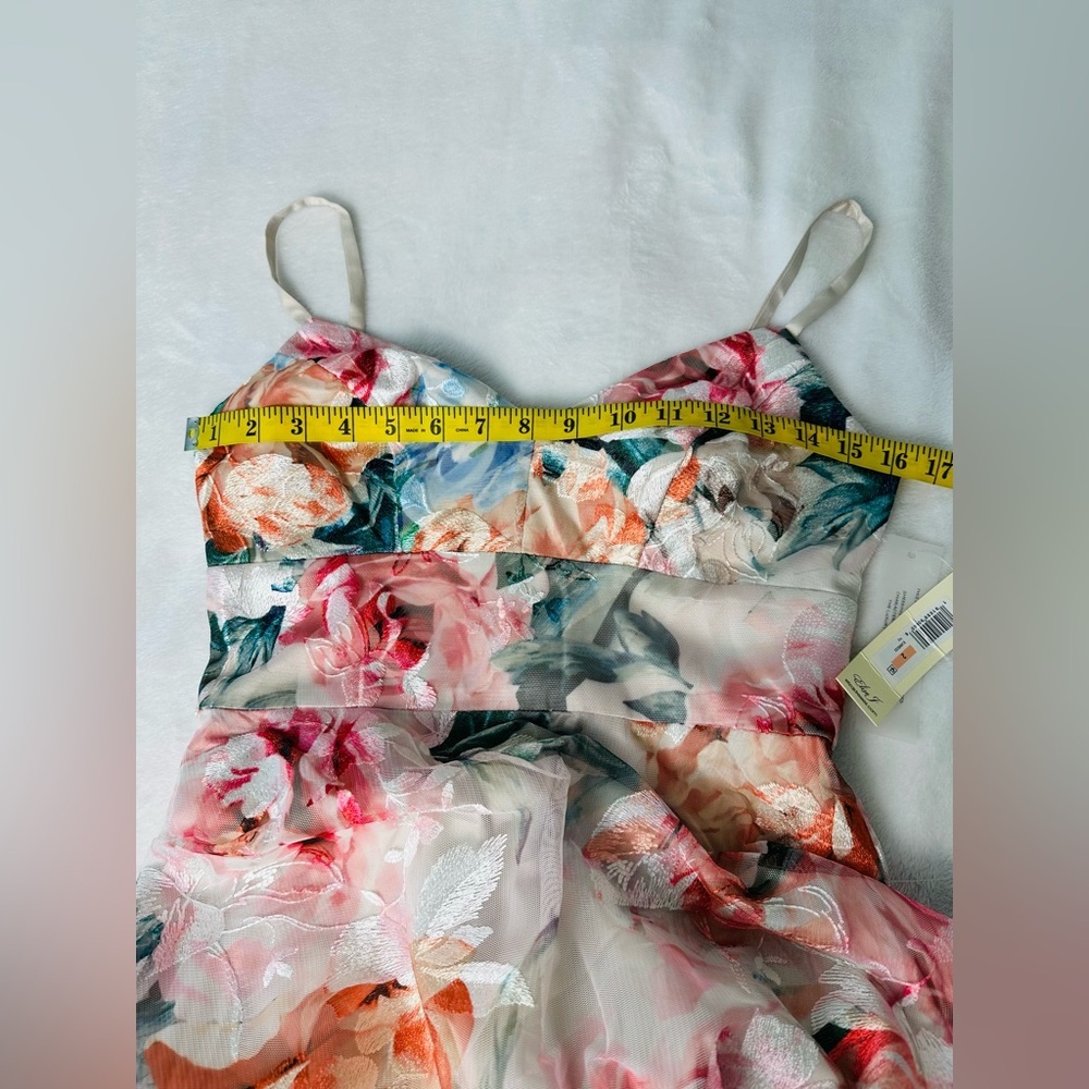 Eliza J floral Print Embroidered Mesh Gown Size 2 - Picture 7 of 11